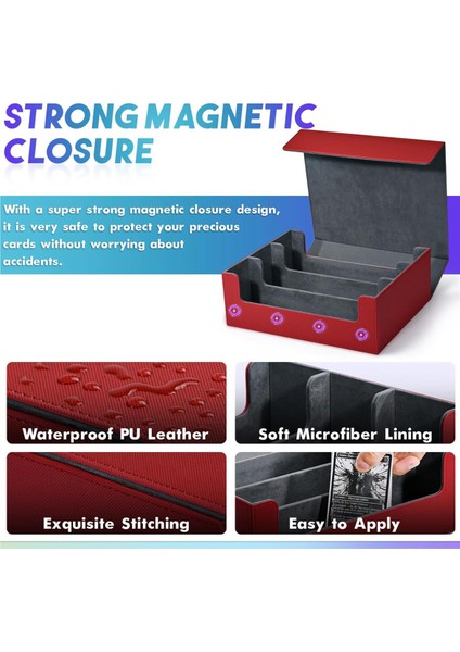 Ticaret Kartları Için Kart Saklama Kutusu, Kart Destesi Kutusunda 1800'DEN Fazla Tek Kollu Kart Saklama Kutusu, Kırmızı (Yurt Dışından) modelleri