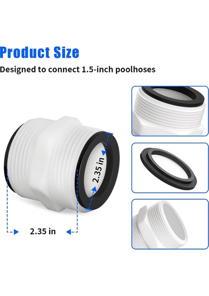 1,5 Inç Ila 1,5 Inç Havuz Hortumu Konnektörü - Yer Üstü Yüzme Havuzu Hortumu ve Filtre Pompaları Için Havuz Hortumu Adaptörü (Yurt Dışından) fiyatları