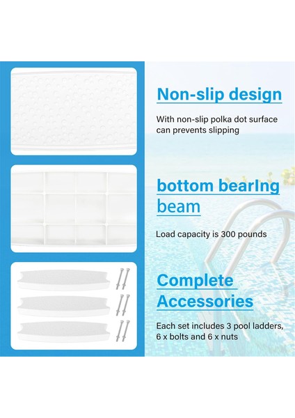 3 Adet Evrensel Yüzme Havuzu Merdiven Basamakları, Yüzme Havuzu Yedek Merdiven Basamakları, Paslanmaz Çelik Cıvatalarla (Yurt Dışından) fiyatları