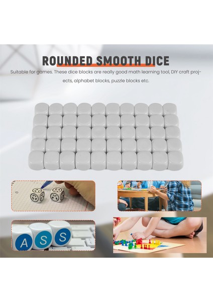 50 Paket 16 mm Boş Beyaz Zar Seti Akrilik Yuvarlak D6 Zar Küpleri Oyun, Parti, Eğlence, Dıy Etiket ve Matematik Öğretimi (Yurt Dışından) indirimleri