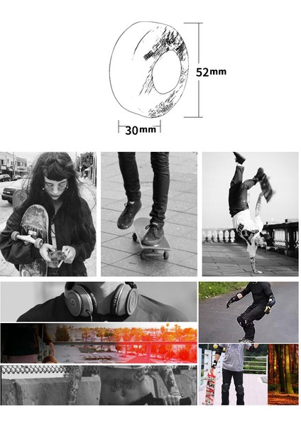 Rulmanlı Kaykay Tekerlekleri 52X30MM Sokak Pu Tekerlekler Kaykay Parçaları Cruiser Longboard Tekerlekler (4'lü Set) Siyah (Yurt Dışından) fırsatları