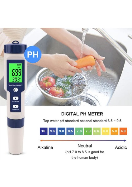 Havuz Tuzu Test Cihazı, Dijital Tuzluluk Ölçer, Tuzlu Su Için Yüksek Doğruluk 5'i 1 Arada Tuzluluk Test Cihazı, IP67 Su Geçirmez Test Kiti (Yurt Dışından) modelleri