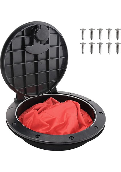 6 Inç Güverte Plakası Kiti Kayık Güverte Kapağı Saklama Çantası ile Kayık Tekne Balıkçılık Arma Siyah (Yurt Dışından)