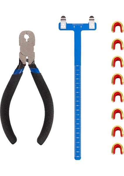 Yay Dize Nocking Noktaları Seti T Kare Cetvel Nocking Toka Pense ve 8 Parça Nocking Toka Seti, Mavi (Yurt Dışından)