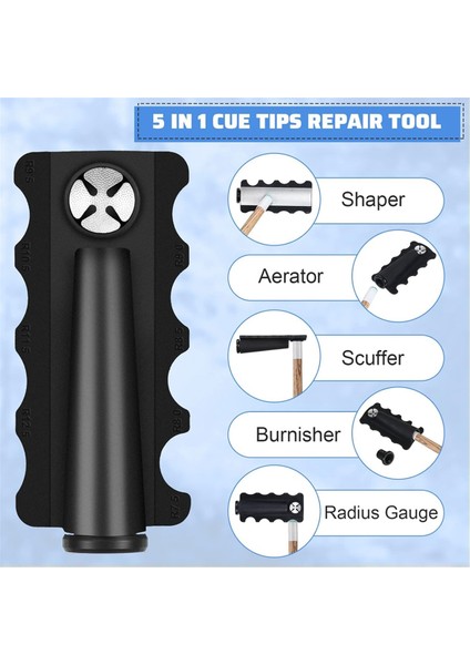 Geliştirilmiş Bilardo Ipucu Onarım Aracı, Bilardo Ipucu Şekillendirici, Öğütücü, Öğütücü, Yarıçap Ölçer, 5'i 1 Arada Araç (Yurt Dışından) fırsatları