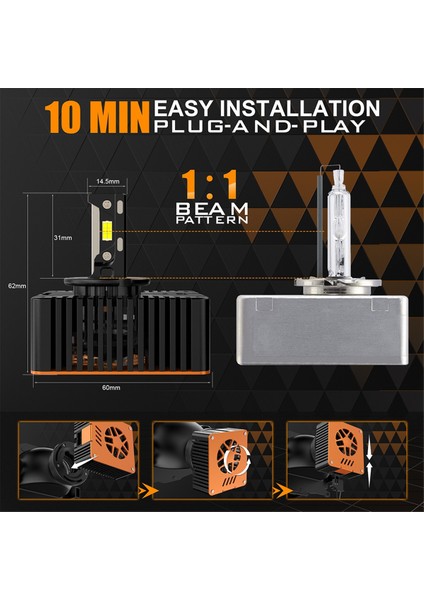 Yeni D Serisi Araba LED Far Ampul 10000LM 6500K 110W D5/D5S Yüksek Kaliteli V31 (Yurt Dışından) fırsatları