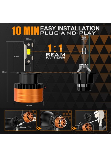 2pcs 110W 3-Copper Tüpler V31 Yeni D Serisi Araba LED Far Ampul 10000LM 6500K D2/D2S (Yurt Dışından) fırsatları