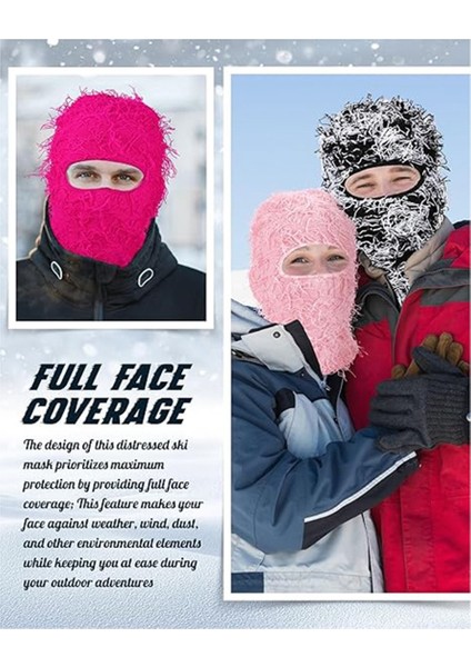 Distressed Kayak Maskesi Tam Yüz Örme Tüylü Yeat Shiesty Distress Maskesi Erkekler Kadınlar Için Pembe (Yurt Dışından) modelleri