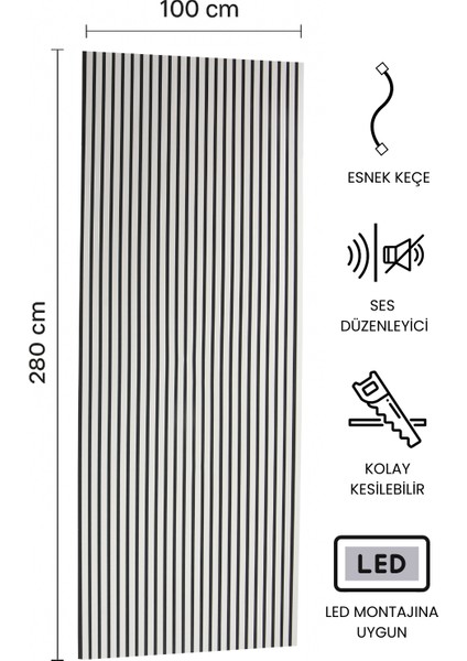 Akustik Duvar Paneli Palıdı 100 x 280 cm