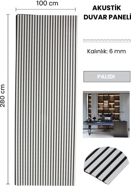 Akustik Duvar Paneli Palıdı 100 x 280 cm modelleri