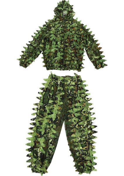 Yapışkan Çiçek Biyonik Yapraklar Kamuflaj Takım Elbise Avcılık Ghillie Takım Elbise Woodland Kamuflaj Evrensel Kamuflaj Seti (B) (Yurt Dışından)