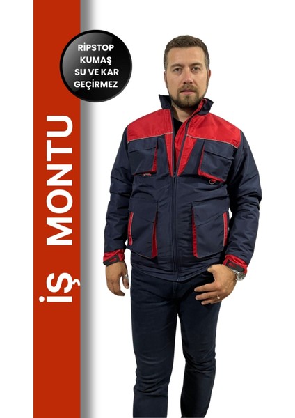 Suya Dayanıklı Reflektörlü Iş Montu - Ripstop Kumaşlı, Çok Cepli, Soğuk Geçirmez