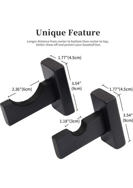 Beyzbol Sopası Sergileme Duvar Montajı, Duvar Için Sopa Tutucular, Keçe Astarlı ve Gizli Vidalarla Sopa Duvar Montajı (Yurt Dışından) fırsatları