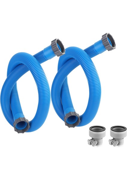 2 Adet 1,5 Inç 59 Inç Havuz Hortumu, 2 Hortum Adaptörü, Havuz Pompası Hortum Aksesuarları ile Yer Üstü Havuzlar Için (Yurt Dışından)