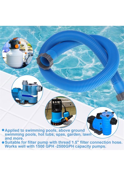 2 Adet 1,5 Inç 59 Inç Havuz Hortumu, 2 Hortum Adaptörü, Havuz Pompası Hortum Aksesuarları ile Yer Üstü Havuzlar Için (Yurt Dışından) modelleri