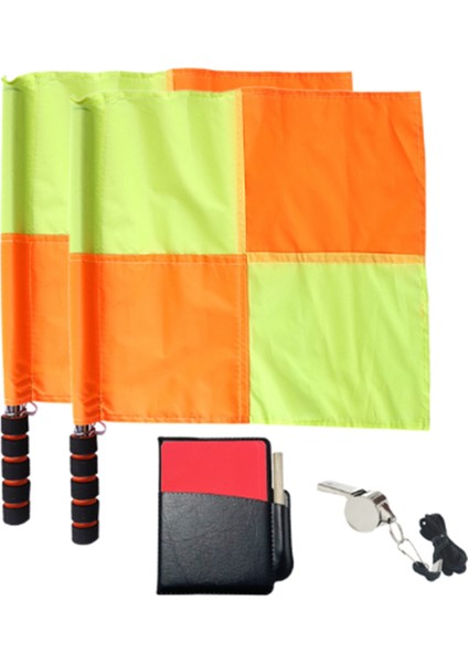 Futbol Hakem Bayrağı Seti, Defter ve Kalemli Kırmızı Sarı Kartlar, Kordonlu Antrenör Hakem Paslanmaz Çelik Düdükler (Yurt Dışından)