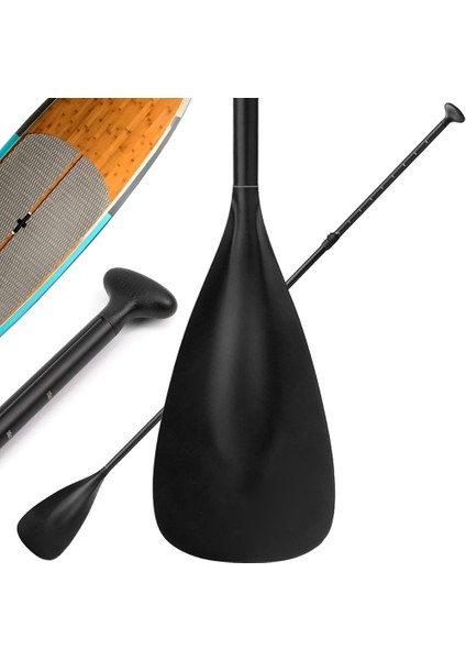 Benzersiz Kilit Tasarımlı Ayarlanabilir Ayakta Kürek Çekme Tahtası Küreği Yüzen Alaşımlı Şaft Paddleboard Küreği, Siyah (Yurt Dışından)