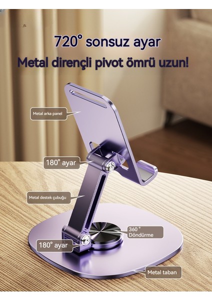 Cep Telefonu Standı Alaşımlı Metal 720 Derece Dönebilen Katlanabilir Cep Telefonu Standı 1 Adet (Yurt Dışından) fiyatları