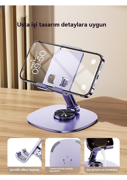 Cep Telefonu Standı Alaşımlı Metal 720 Derece Dönebilen Katlanabilir Cep Telefonu Standı 1 Adet (Yurt Dışından) modelleri