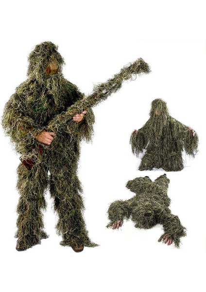 5 In 1 Ghillie Suit, 3D Kamuflaj Açık Avcılık Giyim Dahil Ceket, Pantolon, Kapüşon, Yetişkinler Çocuklar Için Taşıma Çantası Gençlik (Yurt Dışından) fiyatları
