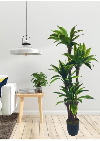 Yapay Plastik Sarı Şeritli Yukka Ağaç 150x60 cm Gerçekçi Görünümlü İç Dış Mekan