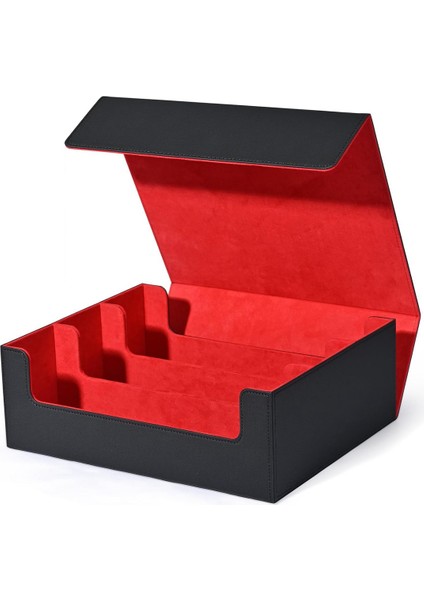 Ticaret Kartları Için Kart Saklama Kutusu, Manyetik Kapatma Kart Sahibinin Üstten Yüklemeli Güverte Kasası Oyun Kartları Kutusu Siyah + Kırmızı (Yurt Dışından)