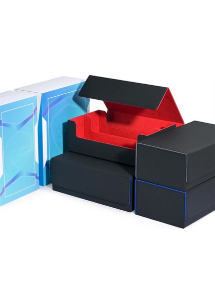 Ticaret Kartları Için Kart Saklama Kutusu, Manyetik Kapatma Kart Sahibinin Üstten Yüklemeli Güverte Kasası Oyun Kartları Kutusu Siyah + Kırmızı (Yurt Dışından) fiyatları