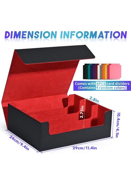 Ticaret Kartları Için Kart Saklama Kutusu, Manyetik Kapatma Kart Sahibinin Üstten Yüklemeli Güverte Kasası Oyun Kartları Kutusu Siyah + Kırmızı (Yurt Dışından) modelleri