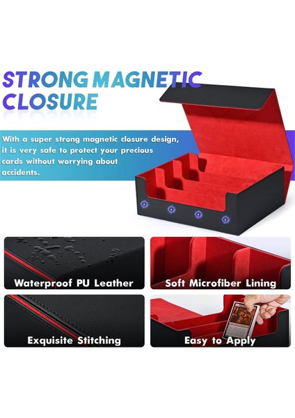 Ticaret Kartları Için Kart Saklama Kutusu, Manyetik Kapatma Kart Sahibinin Üstten Yüklemeli Güverte Kasası Oyun Kartları Kutusu Siyah + Kırmızı (Yurt Dışından) fırsatları