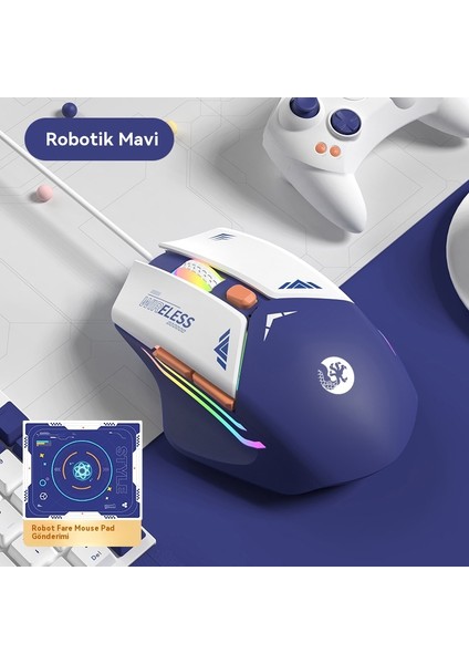 Kablolu Fare Sessiz Mekanik Oyun ve E-Spor Için Özel Fare (Yurt Dışından)