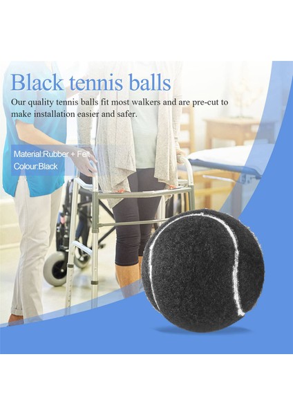 2 Adet Önceden Kesilmiş Yürüteç Tenis Topu Mobilya Ayakları ve Zemin Koruması Için, Ağır Hizmet Tipi Uzun Ömürlü Keçe Ped Kaplama, Siyah (Yurt Dışından) modelleri
