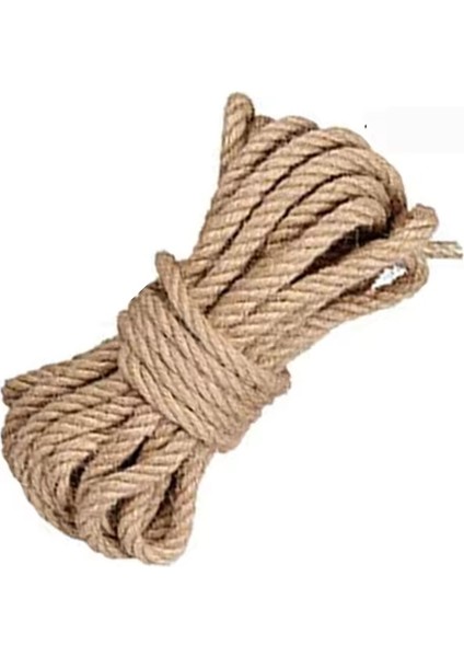 Çok Amaçlı Kalın Jüt Hasır Keten Kırnap Dekor Halat Hobi Ipi Halatı 8mm 20 Metre