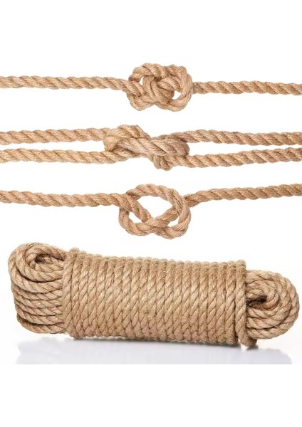 Çok Amaçlı Kalın Jüt Hasır Keten Kırnap Dekor Halat Hobi Ipi Halatı 8mm 20 Metre fiyatları