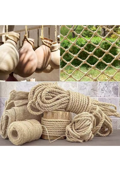 Çok Amaçlı Kalın Jüt Hasır Keten Kırnap Dekor Halat Hobi Ipi Halatı 8mm 20 Metre fırsatları