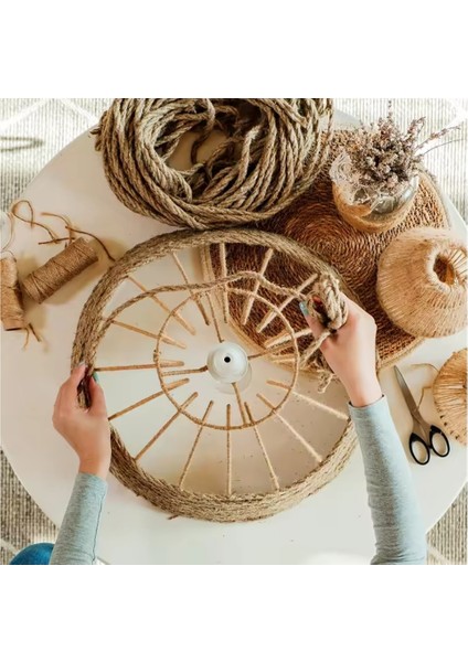 Çok Amaçlı Kalın Jüt Hasır Keten Kırnap Dekor Halat Hobi Ipi Halatı 8mm 20 Metre indirimleri