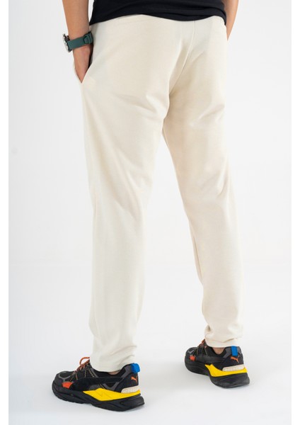 Erkek Krem Jogger Pantolon Bağcıklı Lastikli Bel Rahat Kesim Eşofman Altı indirimleri
