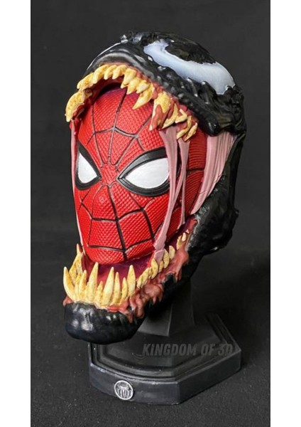 Marvel Venom Spider-Man Büst Koleksiyon Figürü El Yapımı Polyester Akrilik Boyalı Vernikli Dekor