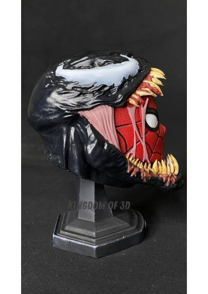 Marvel Venom Spider-Man Büst Koleksiyon Figürü El Yapımı Polyester Akrilik Boyalı Vernikli Dekor