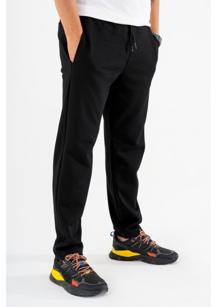 Erkek Siyah Jogger Pantolon Bağcıklı Lastikli Bel Rahat Kesim Eşofman Altı fiyatları