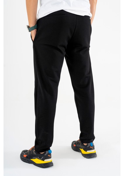 Erkek Siyah Jogger Pantolon Bağcıklı Lastikli Bel Rahat Kesim Eşofman Altı indirimleri