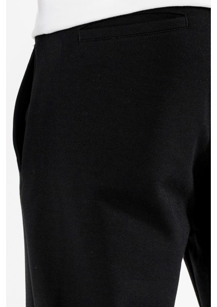 Erkek Siyah Jogger Pantolon Bağcıklı Lastikli Bel Rahat Kesim Eşofman Altı