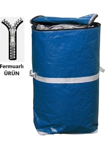 Ev Iş Tekstil Taşıma Branda Kapaklı Çuval Torbası Fermuarlı 1 mt x40+50 cm - LACİVERT