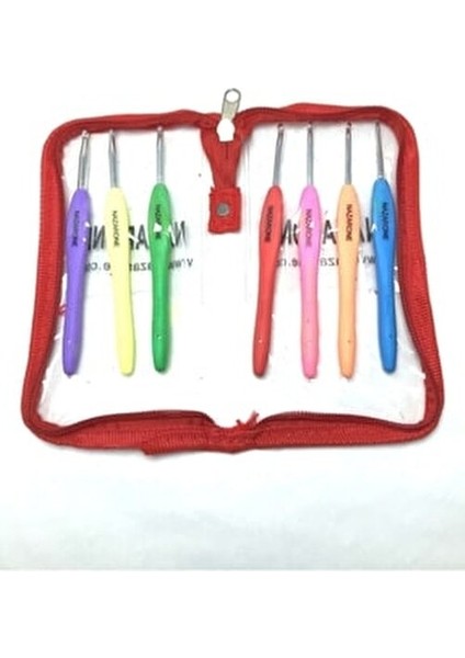 Örgü Yünü Tığ Seti Silikon Saplı 7 Adet Renkli Çanta ile Pratik Kullanım fiyatları