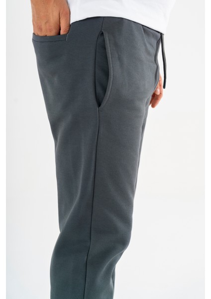 Erkek Füme Jogger Pantolon Bağcıklı Lastikli Bel Rahat Kesim Eşofman Altı