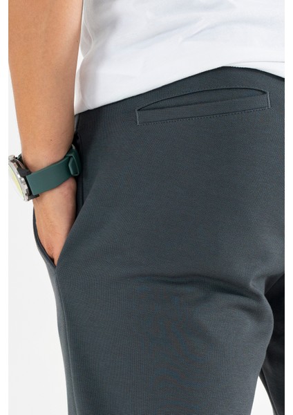 Erkek Füme Jogger Pantolon Bağcıklı Lastikli Bel Rahat Kesim Eşofman Altı
