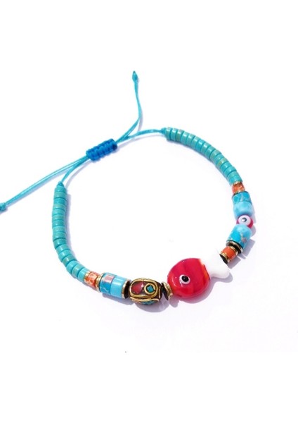 Murano Cam Balık Hematit ve Varisit Doğaltaşlı Nepal ve Nazar Boncuklu Bileklik modelleri