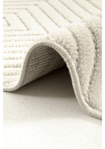 Piyan 9205 Krem Yumuşak Dokulu Salon Antre Mutfak Yatak Odası Halısı Yolluk