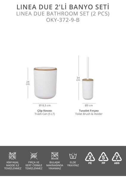 Linea Due Kırık Beyaz Çizgili Yuvarlak 2'li Wc Kova ve Fırça Seti fiyatları