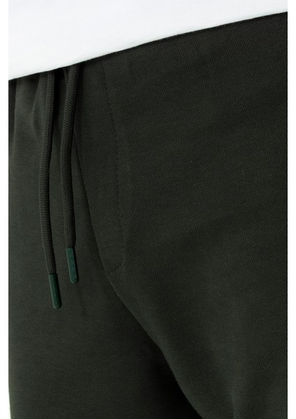 Erkek Haki Jogger Pantolon Bağcıklı Lastikli Bel Rahat Kesim Eşofman Altı