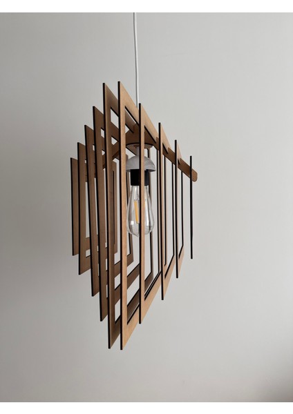 3 Boyutlu Kare Ahşap Avize. Minimalist Tasarım fırsatları